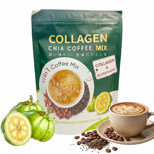 10/20 Pcs Sugar-Free 11-In-1 Robusta Collagen Coffee Packets - 12G Daily Bean Blend Beverage with Chia Seeds, Goji Berries, No Added Sugars Collagen Coffee Beans Dietary Supplement for Fitness