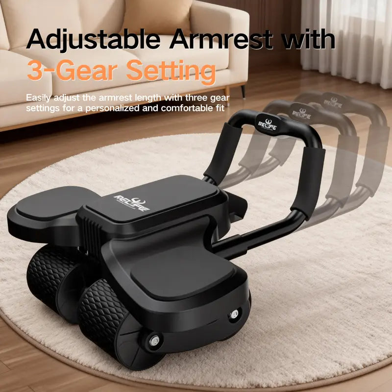 RELIFE Abdominal Roller Machine - 4-Wheel 2-In-1 Home Workout Gear with Enhanced Stability, Ergonomic Elbow Support, Built-In Phone Holder, Anti-Slip Knee Mat, Steel Rebound, Silent Roll, Adjustable Comfort for Core & Full-Body Workout