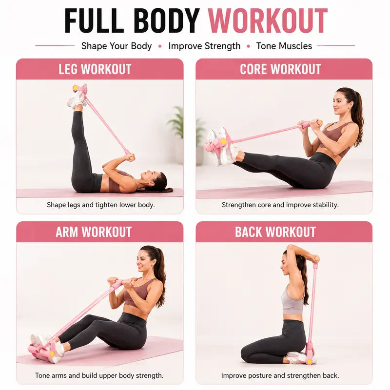 Pilates Bar Kit with Resistance Bands, Home Gym Equipment, Full Body Workout, Strength Training, Ab Trainer, Exercise Equipment
