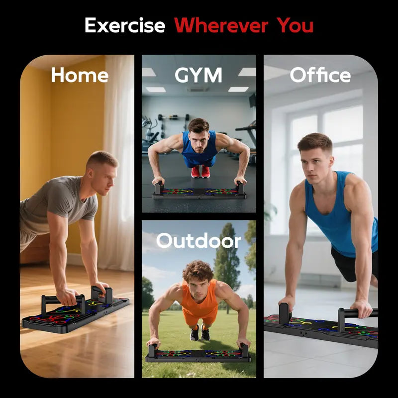 LALAHIGH Portable Home Gym Push-Up Board Set, Foldable Full Body Workout Equipment with Resistance Bands for Chest, Arms & Core Multi-Function Strength Training Equipment