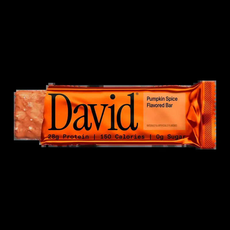 David Protein Pumpkin Spice Gold Bars | 28G Protein, 150 Calories, 0G Sugar | 12 Bars