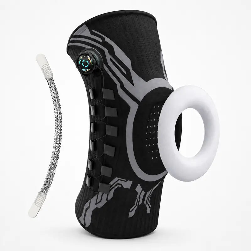 Adjustable Running Knee Brace with Dial System - Snug Compression Sleeve, Anti-Slip Grip, Breathable Wraparound Stabilizer, Knee Patella Strap, Patella Belt, Stretchy Supportive Protective Gear for Running, Gym Workouts