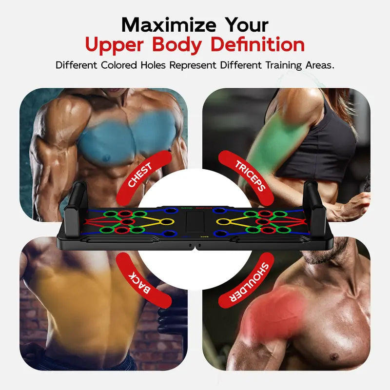 LALAHIGH Portable Home Gym Push-Up Board Set, Foldable Full Body Workout Equipment with Resistance Bands for Chest, Arms & Core Multi-Function Strength Training Equipment