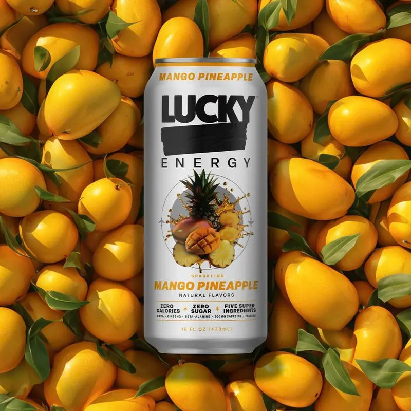 Lucky Energy Essentials Variety Pack - Energy Drinks 10 Pack, 16Oz Cans, Zero Sugar, 200Mg Caffeine | OG Luck, Red Ryder Punch, Watermelon Candy, Son of a Peach, Mango Pineapple | Clean Energy Sampler, No Crash