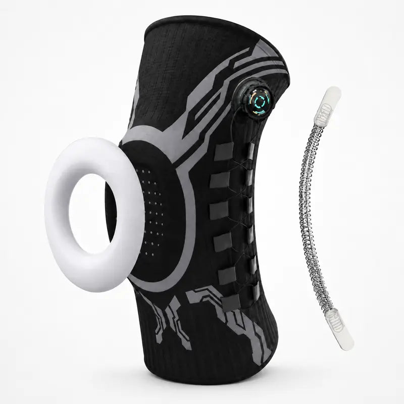Adjustable Running Knee Brace with Dial System - Snug Compression Sleeve, Anti-Slip Grip, Breathable Wraparound Stabilizer, Knee Patella Strap, Patella Belt, Stretchy Supportive Protective Gear for Running, Gym Workouts