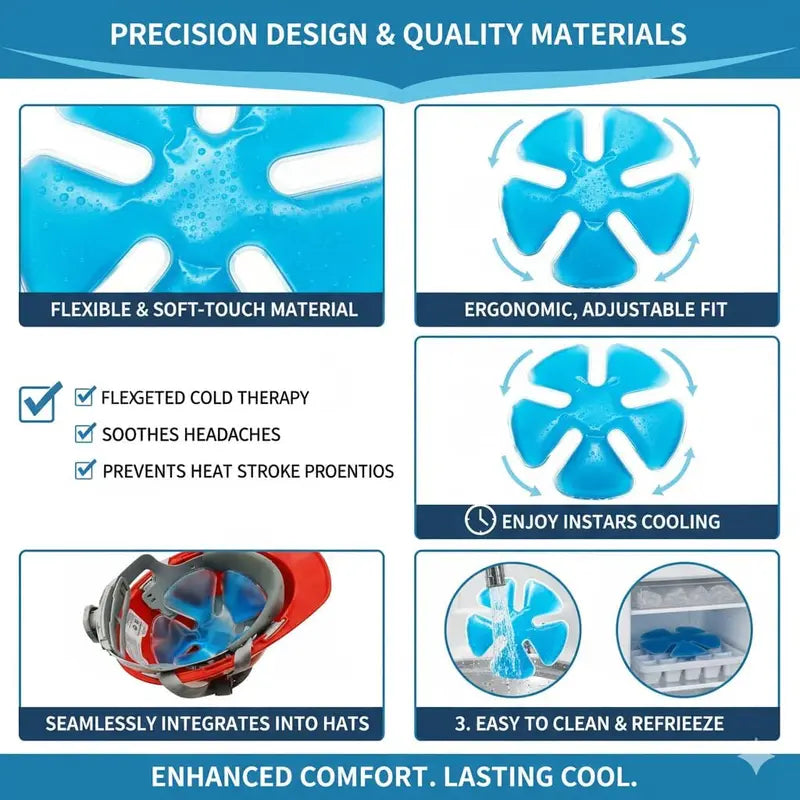 Yeomoo Reusable Insulated Cooling Gel Ice Packs - Lightweight Attachable Ice Compress Cooling Pads for Hard Hats, Sun Hats, Construction Workers,Cool‑Relief Chest Pads for Women, Summer Heat Prevention, Gift Idea