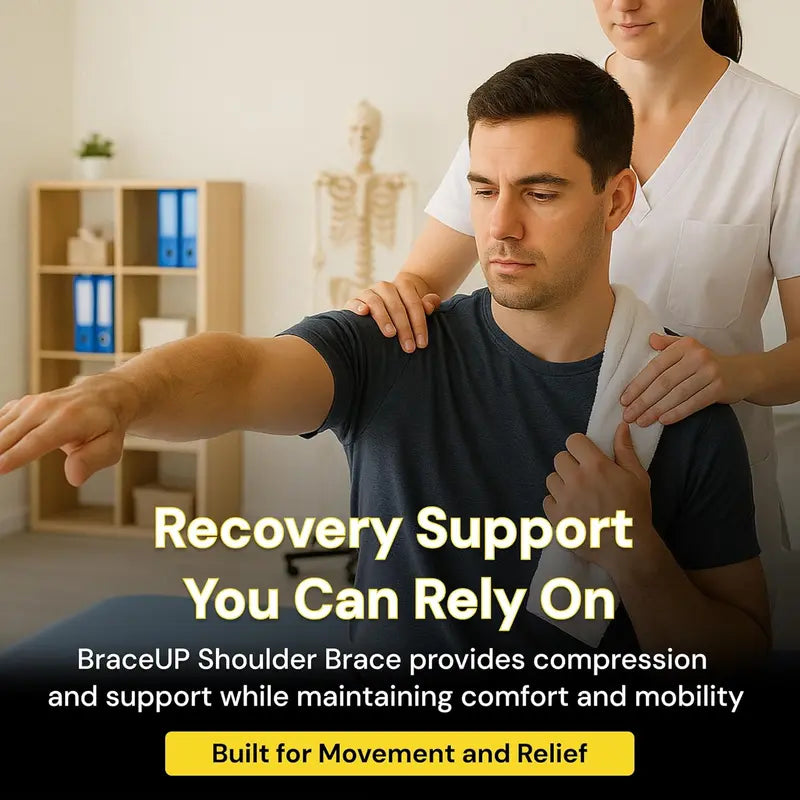 Adjustable Shoulder Brace with Ice Pad Pocket - Ergonomic Adjustable Compression Bandage for Rotator Cuff Recovery, Shoulder Pain Relief, Injury Prevention (11-16 Inches, 1 Size Fits Adults, Ideal for Sports & Outdoor Use)