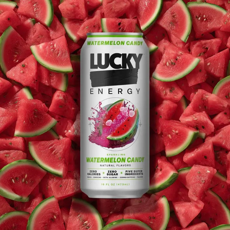 Lucky Energy Essentials Variety Pack - Energy Drinks 10 Pack, 16Oz Cans, Zero Sugar, 200Mg Caffeine | OG Luck, Red Ryder Punch, Watermelon Candy, Son of a Peach, Mango Pineapple | Clean Energy Sampler, No Crash
