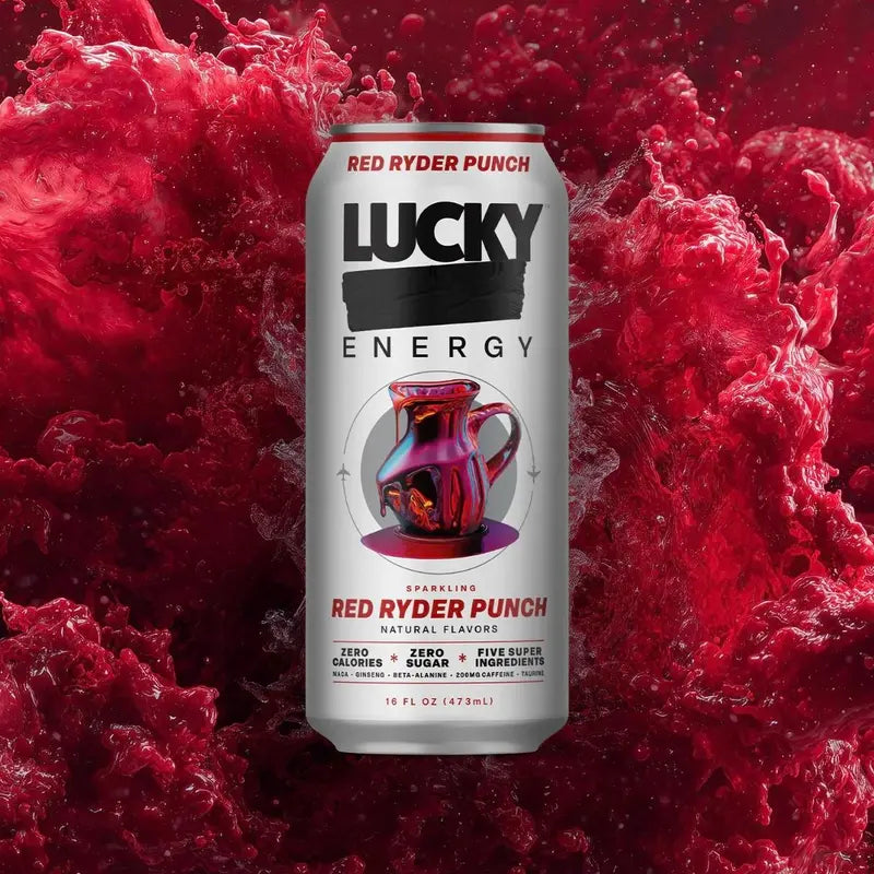 Lucky Energy Essentials Variety Pack - Energy Drinks 10 Pack, 16Oz Cans, Zero Sugar, 200Mg Caffeine | OG Luck, Red Ryder Punch, Watermelon Candy, Son of a Peach, Mango Pineapple | Clean Energy Sampler, No Crash