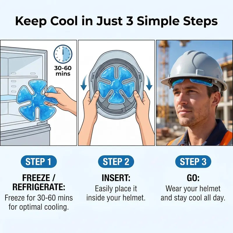 Yeomoo Reusable Insulated Cooling Gel Ice Packs - Lightweight Attachable Ice Compress Cooling Pads for Hard Hats, Sun Hats, Construction Workers,Cool‑Relief Chest Pads for Women, Summer Heat Prevention, Gift Idea