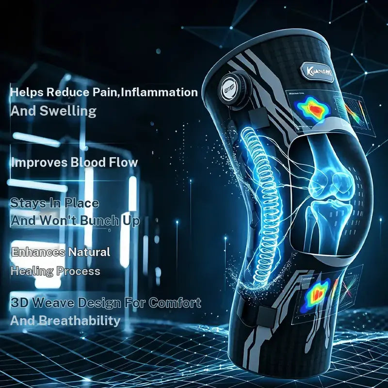 Kuangmi Smart Knob Adjustable Compression Knee Sleeve Patella Gel Pad, Side Stabilizers, Injury Recovery Protective Gear for Joint Pain Relief, Any Sport, Proven Protection
