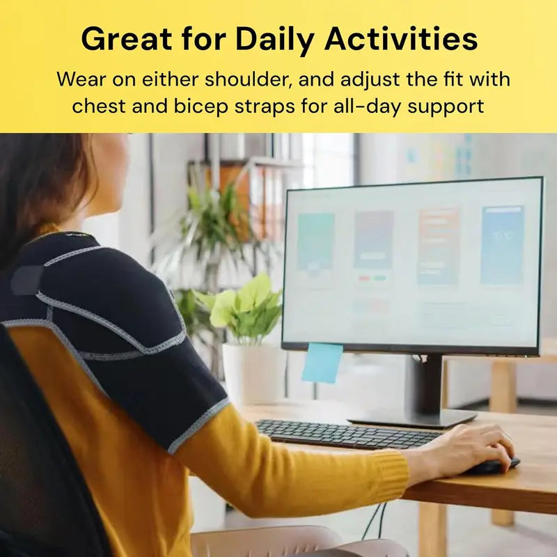 Adjustable Shoulder Brace with Ice Pad Pocket - Ergonomic Adjustable Compression Bandage for Rotator Cuff Recovery, Shoulder Pain Relief, Injury Prevention (11-16 Inches, 1 Size Fits Adults, Ideal for Sports & Outdoor Use)
