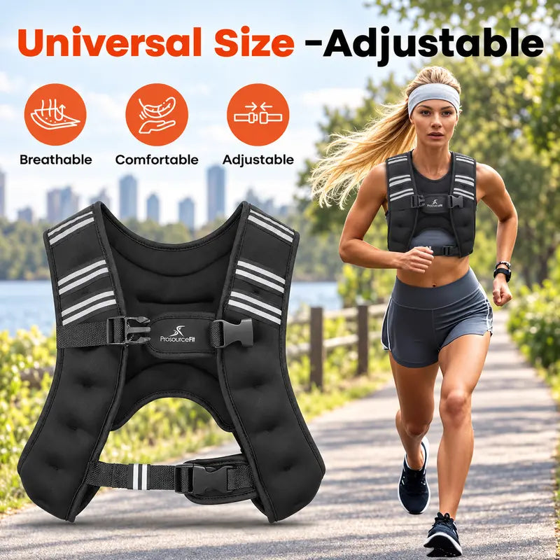 Adjustable Weight Vest for Men - 12Lb/16Lb/20Lb/25Lb/30Lb One Size Weighted Vests Women with Reflective Stripe, Strength Training Equipment, Gym Workout Workout Accessory for Running, Walking