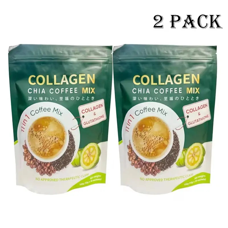 10/20 Pcs Sugar-Free 11-In-1 Robusta Collagen Coffee Packets - 12G Daily Bean Blend Beverage with Chia Seeds, Goji Berries, No Added Sugars Collagen Coffee Beans Dietary Supplement for Fitness
