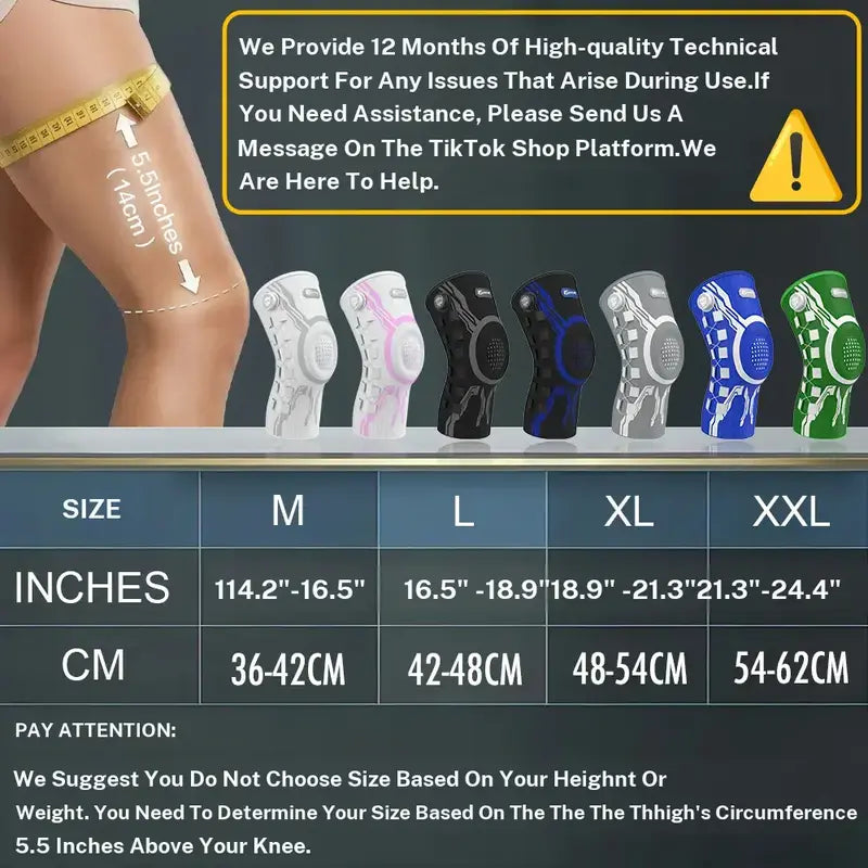 Kuangmi Smart Knob Adjustable Compression Knee Sleeve Patella Gel Pad, Side Stabilizers, Injury Recovery Protective Gear for Joint Pain Relief, Any Sport, Proven Protection